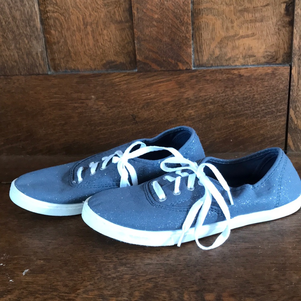 Girls size 5 blue sparkle canvas shoes